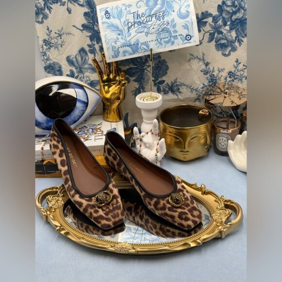 🆕 KURT GEIGER LONDON 🧿 NWOB Chelsea Leopard Print Ballet Flat, Sz 37 US 7 - Picture 2 of 16